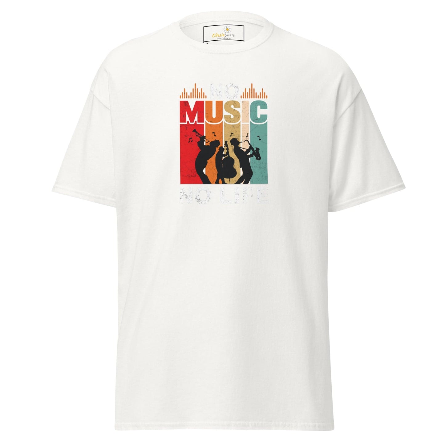 Unisex classic t-shirt - MUSIC NO MUSIC NO LIFE - REGULAR - White / S