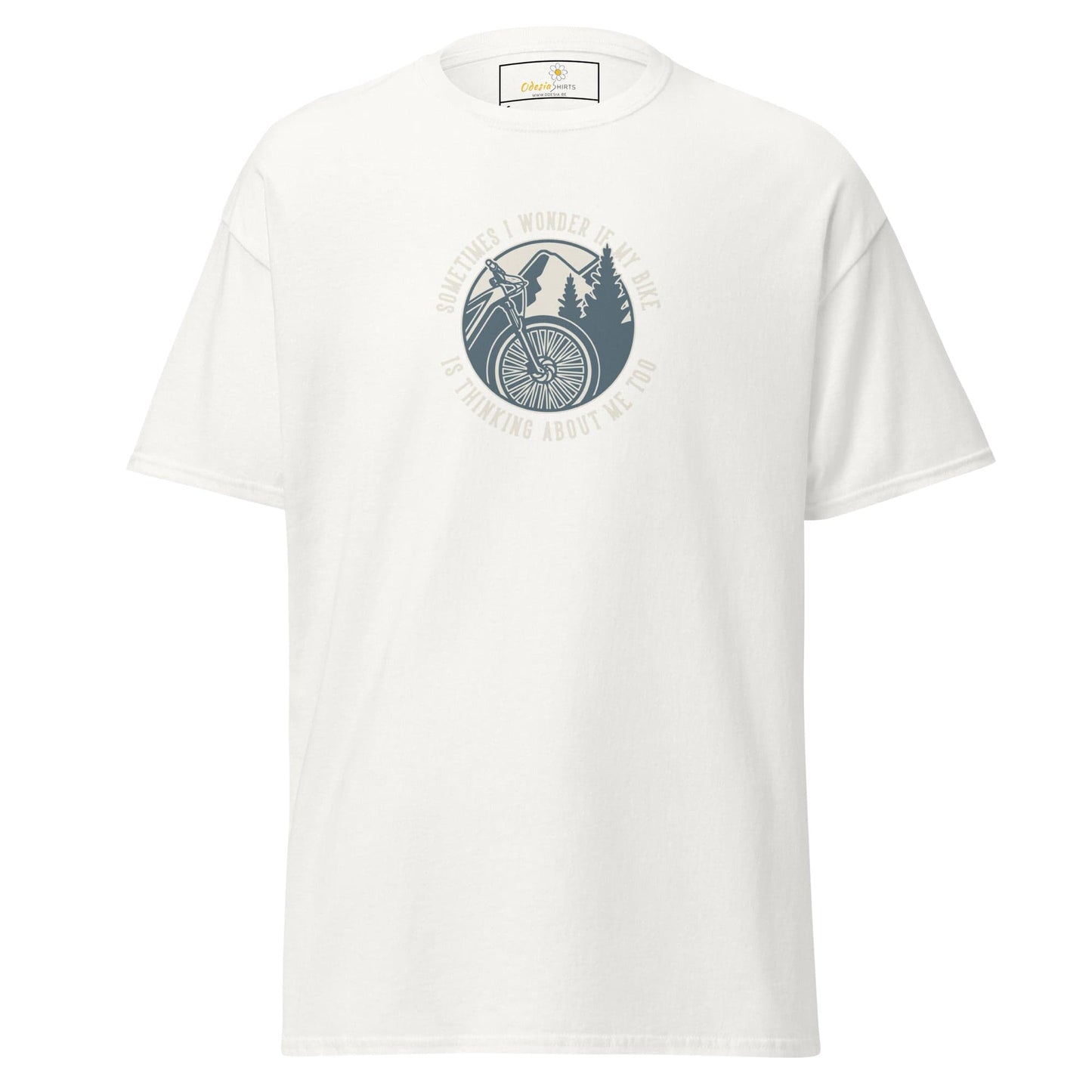Unisex classic t-shirt - ADVENTURE SPORT CIRCLE BIKE WONDERING - REGULAR - White / S