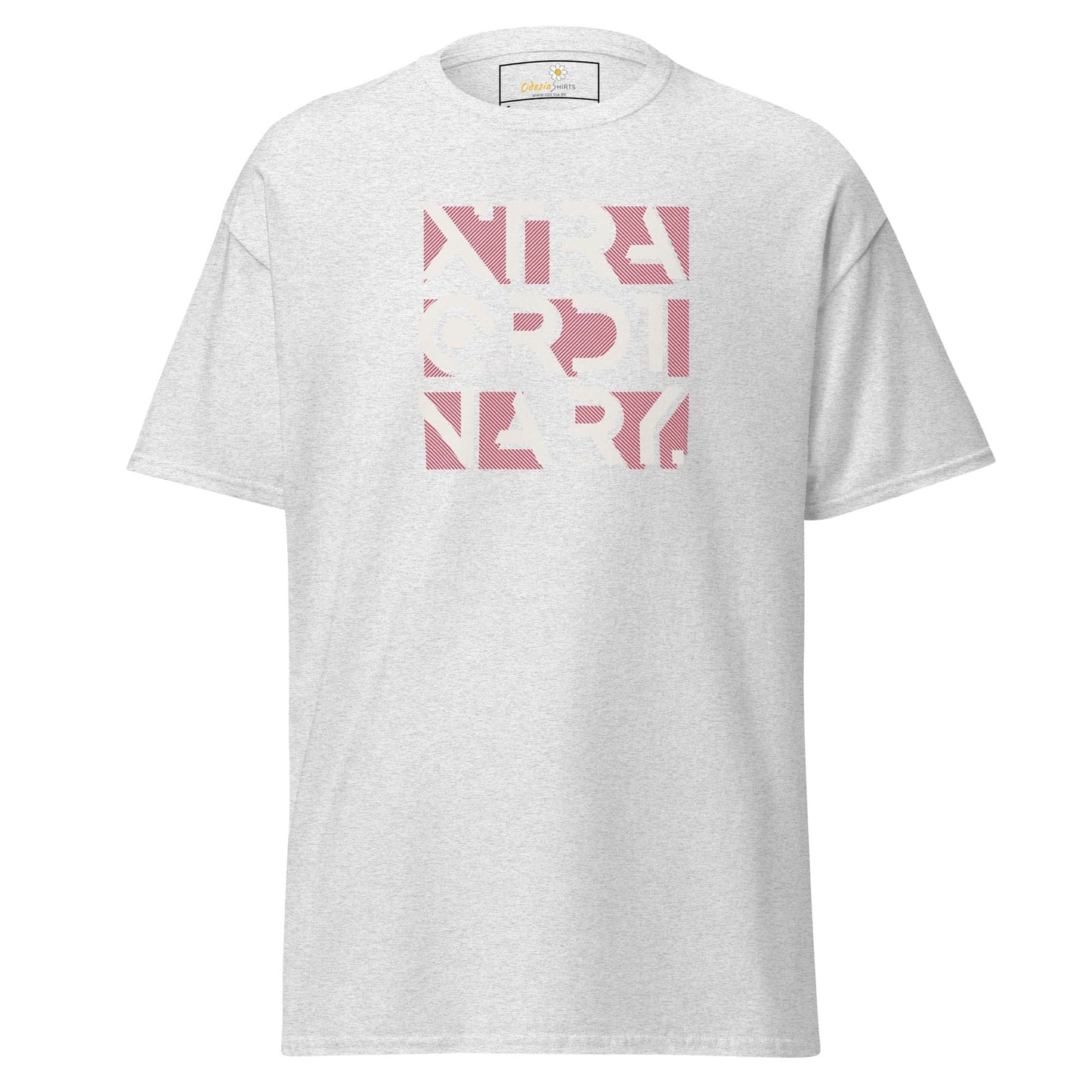 White T-shirt with pink graphic from T-SHIRT DESIGN TEE for Men and Women in sizes S to XL
