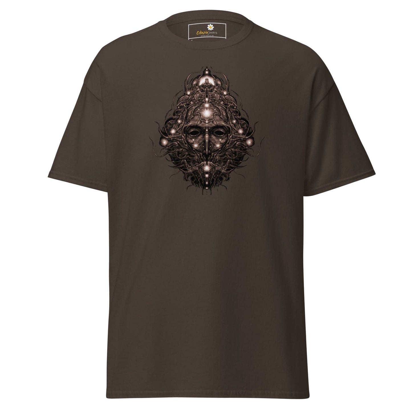 Brown T-shirt with face graphic from T-SHIRT DESIGN TEE collection for men and women