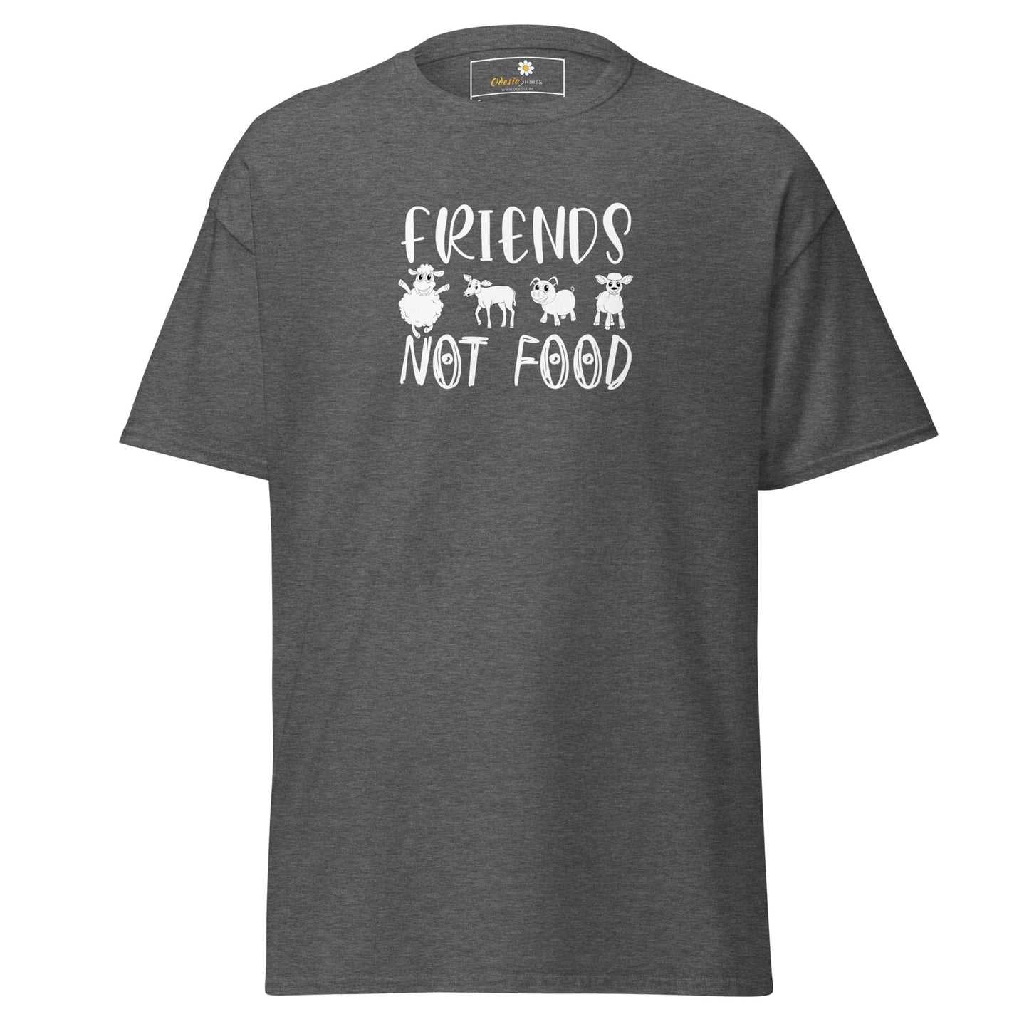 Unisex classic t-shirt - VEGAN ANIMALS FRIENDS NOT FOOD - REGULAR - Dark Heather / S