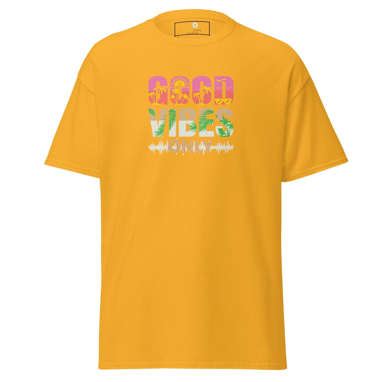 Unisex classic t-shirt - TEXT POSITIVE GOOD VIBES ONLY - REGULAR - Gold / S