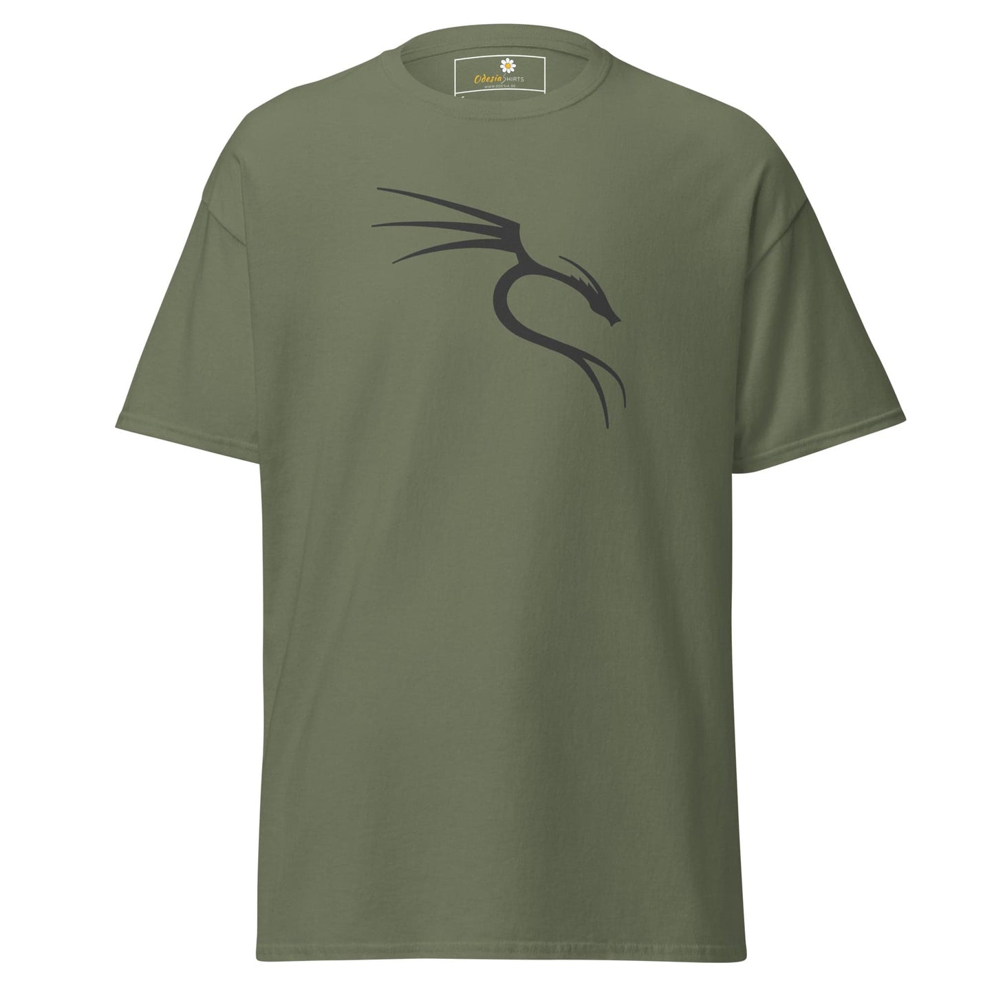 Olive green t-shirt with dragon graphic from T-SHIRT DESIGN TEE for men and women