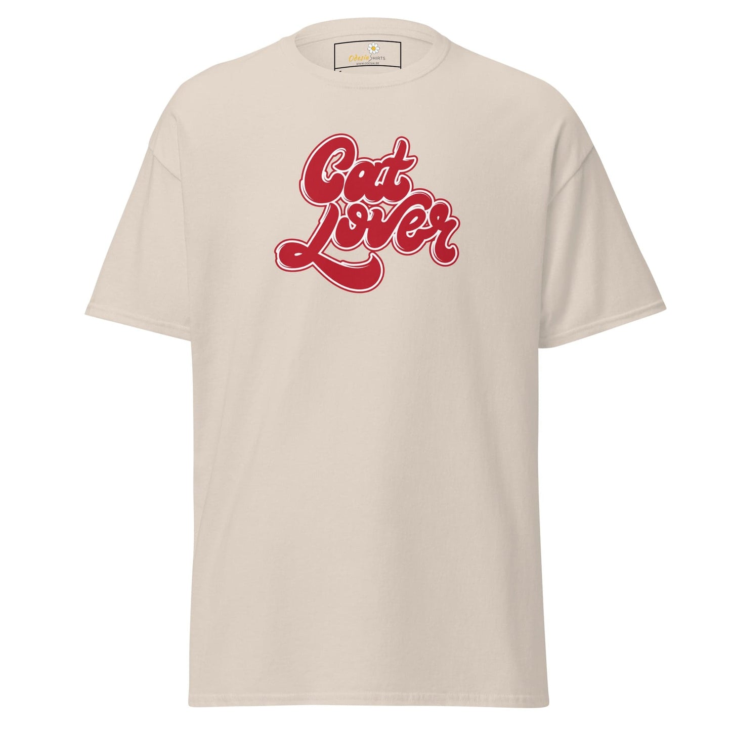 Beige T-shirt with Cat Lover graphic for Men and Women available in sizes S to XL