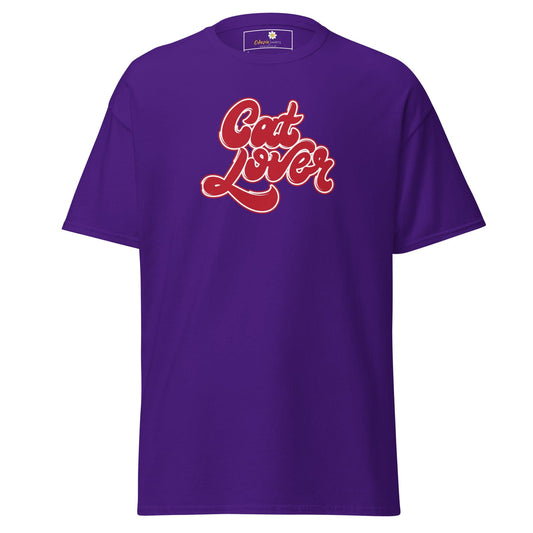 Purple T-shirt with Cat Lover graphic for Men and Women in S to XL sizes