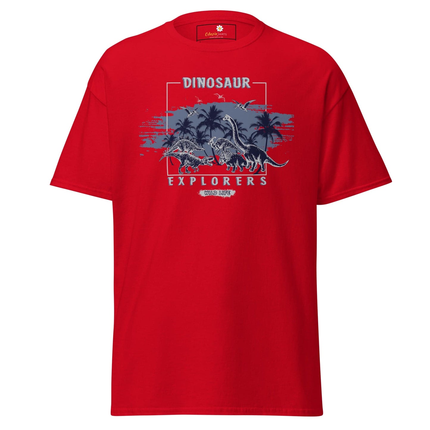 Unisex classic t-shirt - WILD LIFE DINOSAURUS - REGULAR - Red / S