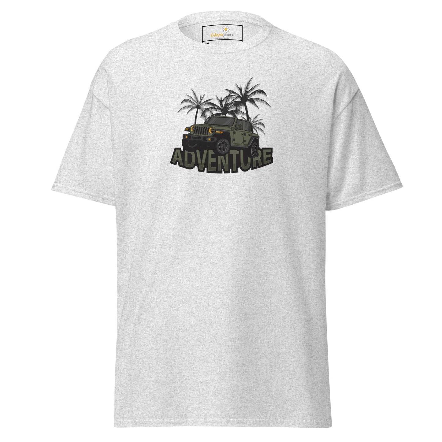 White T-shirt with adventure graphic for Men and Women in sizes 2XL to 5XL