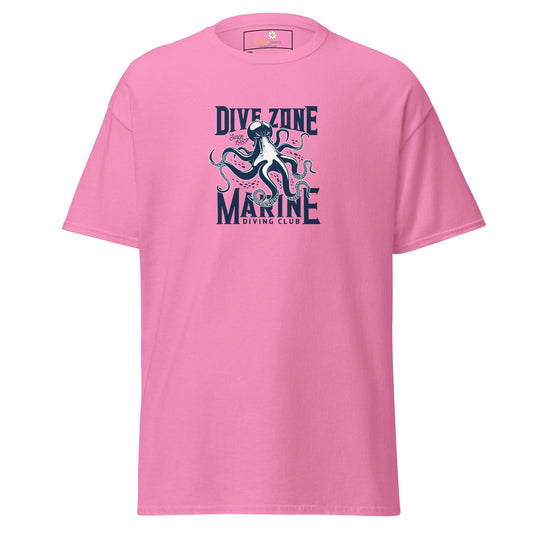 Pink t-shirt with octopus graphic.