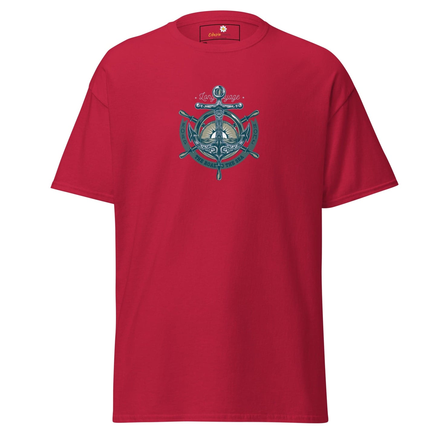 Red T-shirt with nautical anchor design from T-SHIRT DESIGN TEE for Men and Women