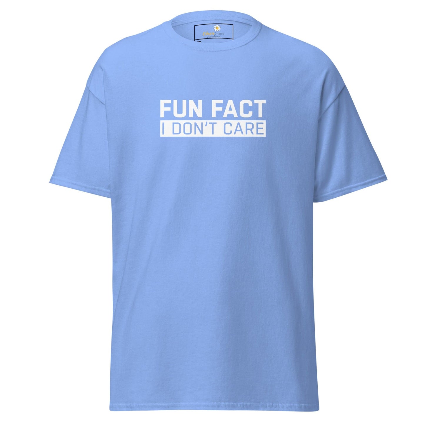 Light blue t-shirt.