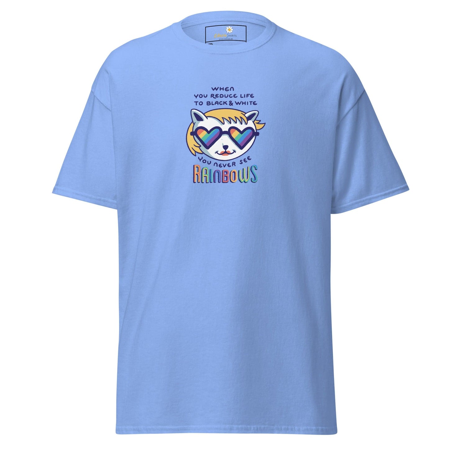 Light blue T-shirt with rainbow graphic for Men and Women in 2XL to 5XL size