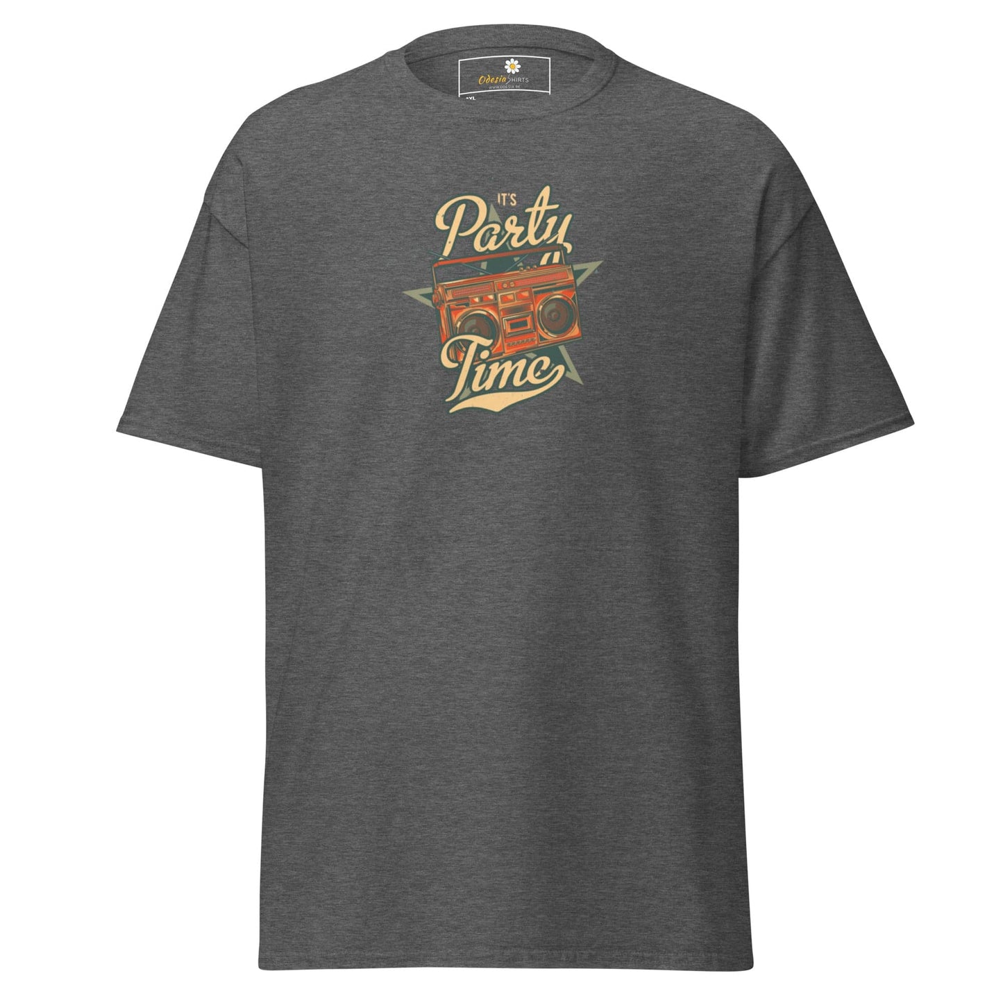 Gray T-shirt with boombox graphic from T-SHIRT DESIGN TEE for Men and Women, 2XL to 5XL