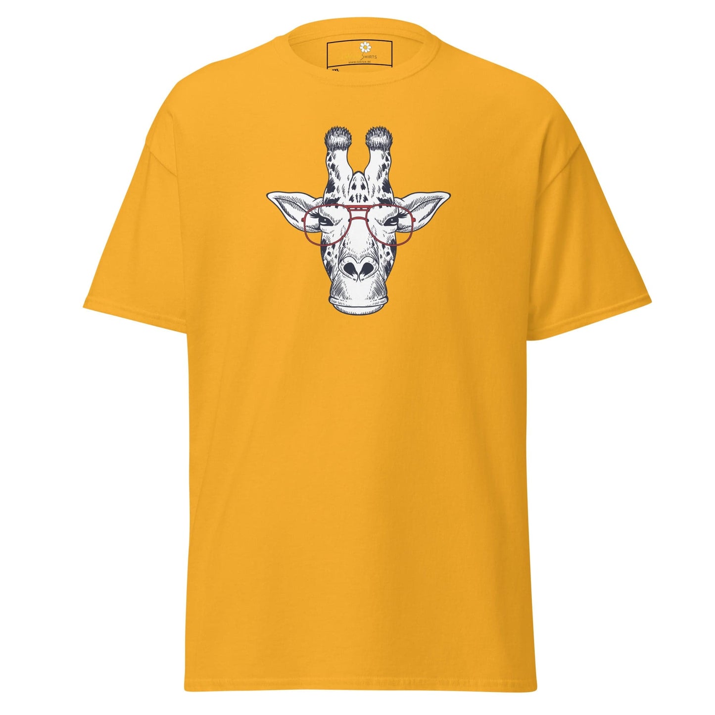 Yellow T-shirt with Giraffe Graphic from T-Shirt Design Tee for Men and Women