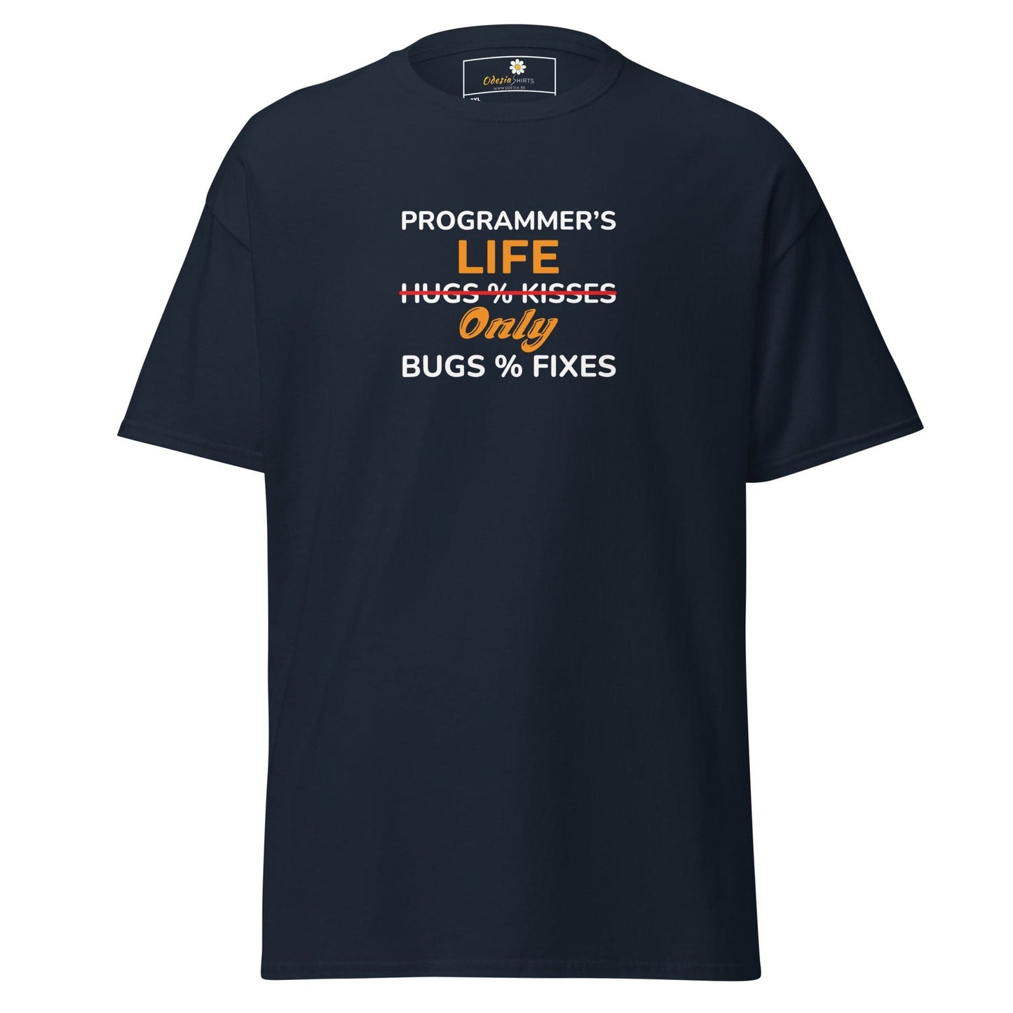 Navy blue t-shirt.