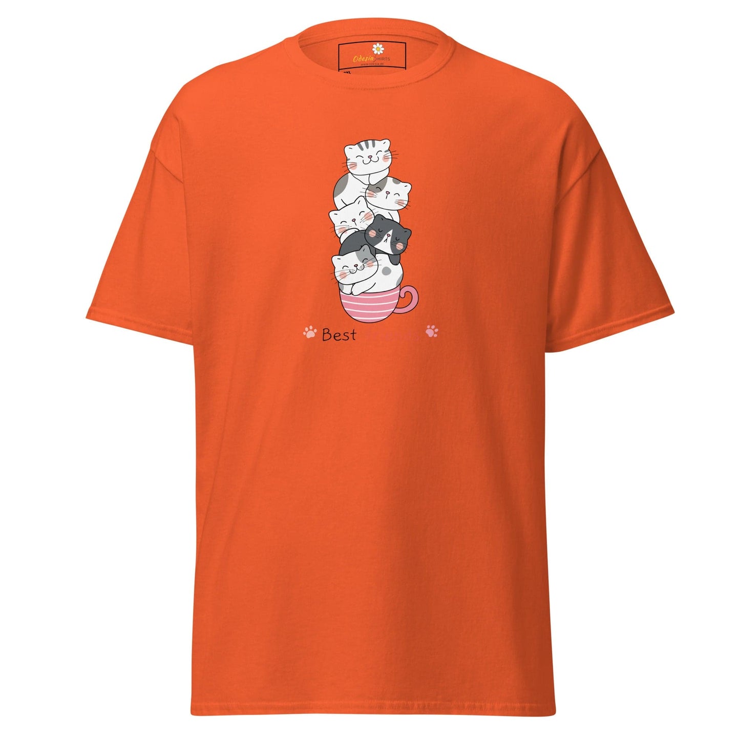 Orange T-shirt with Cat Illustration from T-SHIRT DESIGN TEE for Men and Women in 2XL to 5XL