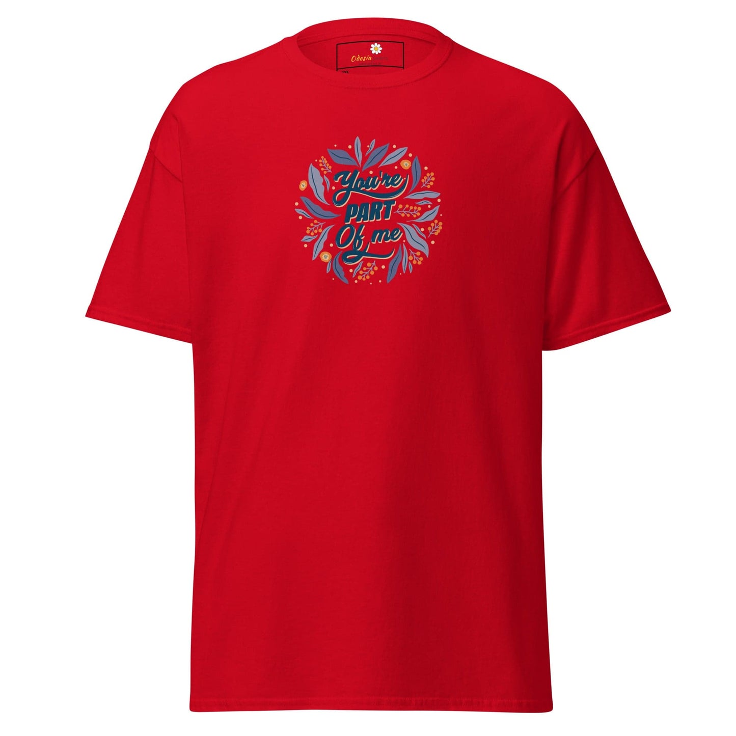 Red floral design T-shirt for men and women in sizes 2XL to 5XL