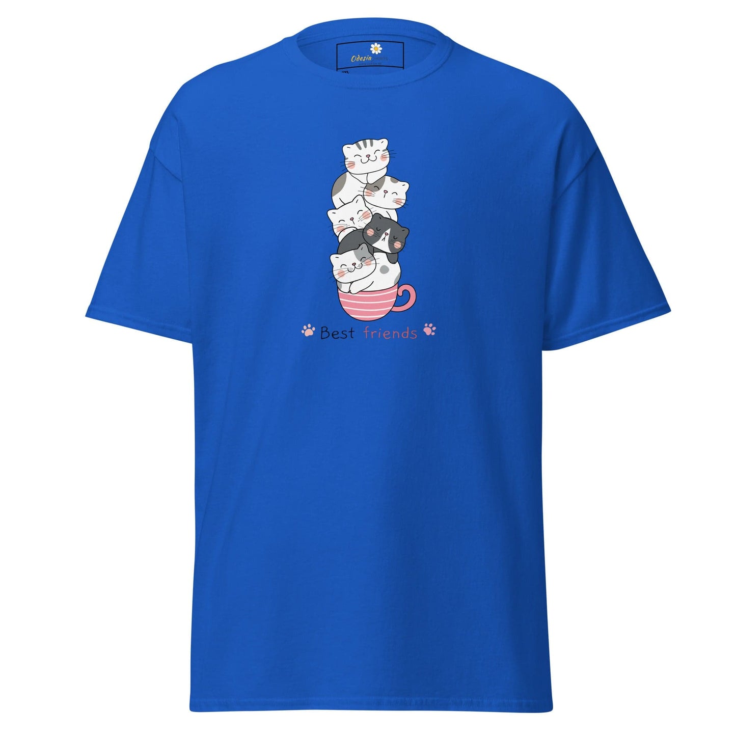 Blue T-shirt with Cat Tower graphic for Men and Women in sizes 2XL to 5XL