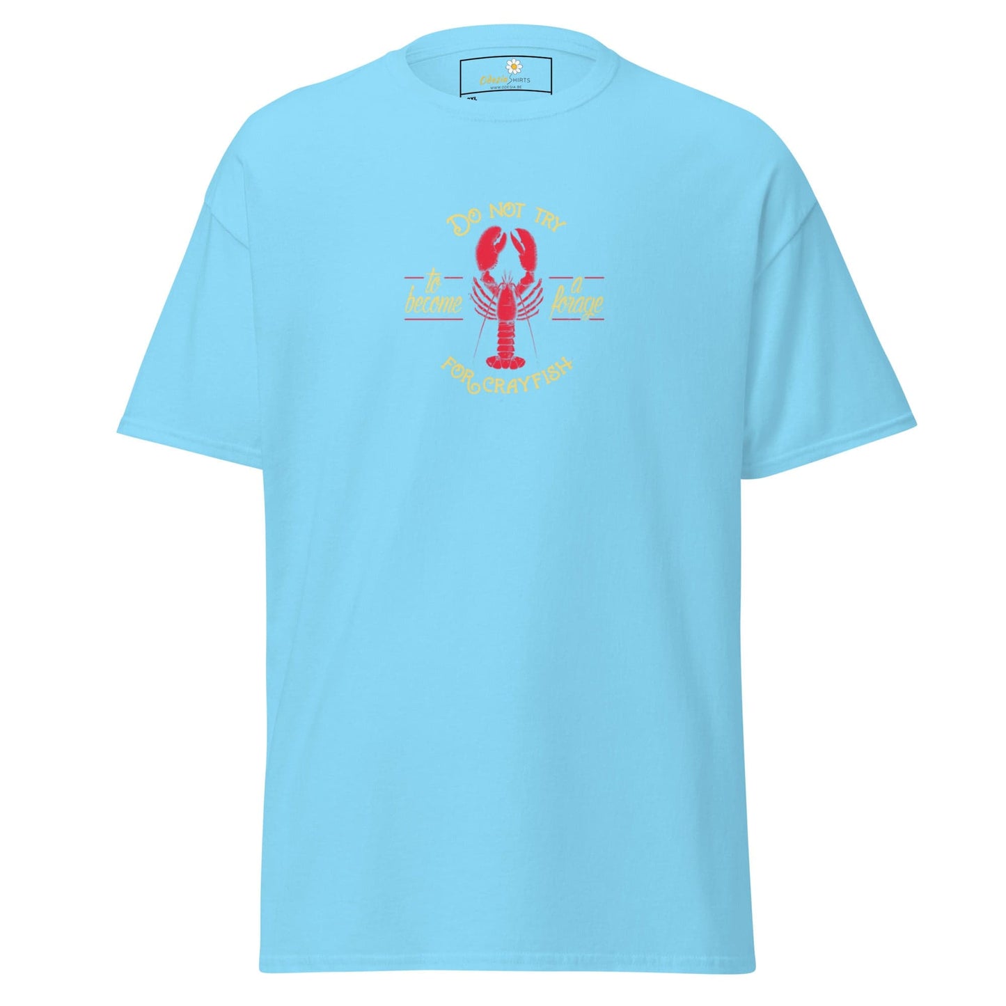 Light blue T-shirt with lobster graphic from T-SHIRT DESIGN TEE for men and women